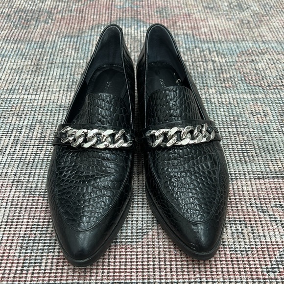 Tony Bianco Shoes - Tony Bianco Molly croc embossed chain loafers